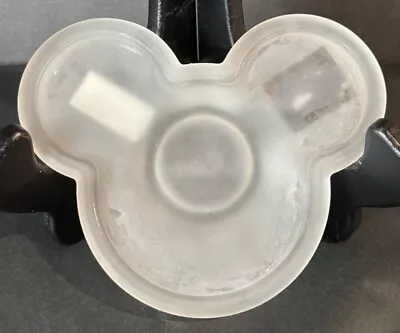 Disney Mickey Mouse Ears Frosted Glass Wax Candle Holder Trinket Tray Plate • $8.99