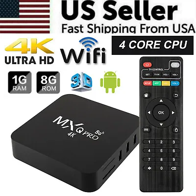 MXQ Pro 4K Ultra HD 64Bit Wifi Android 7.1 Quad Core Smart TV Box Media Player • $22.49