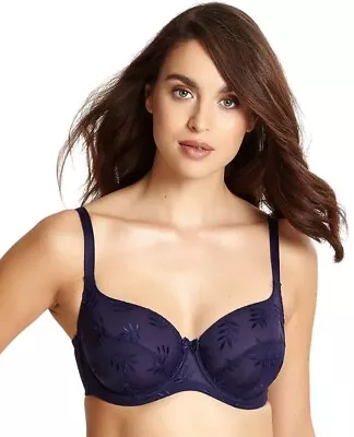 Panache Tango Navy Embroidered Balcony Bra UK 30J • £17.99