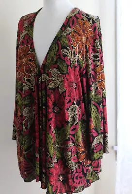 Travel Collection Vikki Vi Slinky Cruise Floral Art-to-Wear Jacket Sz 1X • $54.40