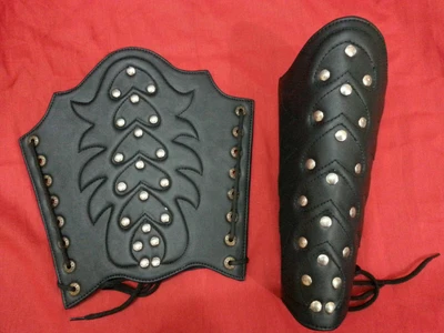 £24.68 • Buy Leather Studded Medieval Bracers Pair Gauntlet Arm Guard Archery Armor Vambraces
