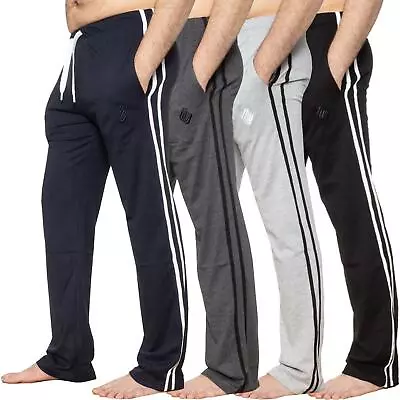 Enzo Mens Pyjamas PJ Pants Loungewear Casual Bottoms Stripes Jersey Trousers • £9.29