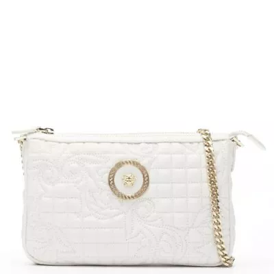 VERSACE Vanitas White Baroque Quilted Gold Medusa Metal Chain Crossbody Bag • $698