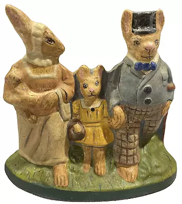 Vaillancourt 1999 Chalkware Rabbit Family #7/200 Signature Mfr Re-done Read Desc • $149.99