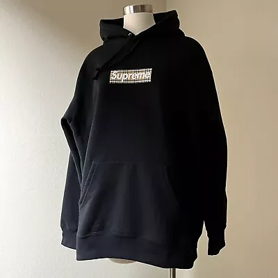 Supreme Burberry Black Box Logo Hoodie Sweatshirt Size L Collectible Collab • $1295