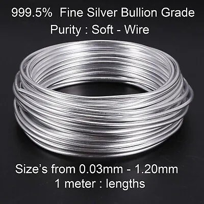 $25.95 • Buy Fine Solid Silver Bullion Grade Soft Wire 999.5% Purity For Jewellery Making
