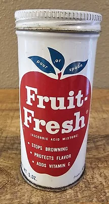 VINTAGE Tin FRUIT FRESH Spice Container Apple Farmhouse Kitchen Red • $5.99