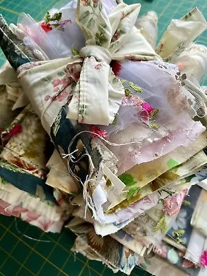25 Piece Creative Craft Slow Stitch Fabric Bundle - Florals Lace Sheer Remnants • £7.99