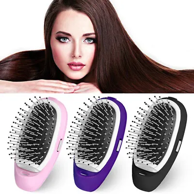 Portable Electric Ionic Hairbrush Anti-Static Brush Scalp Massage Hair Brush • £10.43
