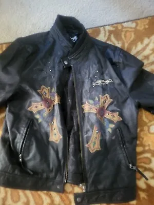 Ed Hardy Leather Jacket • $250