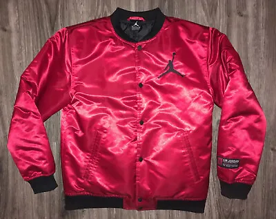 Michael Jordan Red Satin Jumpman Jacket Boys Youth XL (13/15) Fits Men’s S/M • $66.22