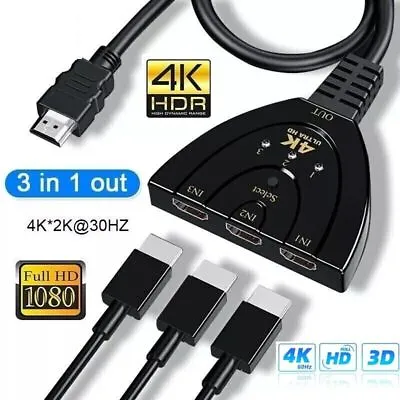 4K HDMI 2.0 Cable Auto Switch Switcher Splitter Adapter 3 In To 1 Out Devices • $8.99