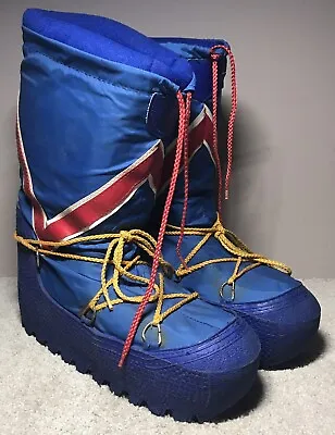 Vintage 80's Moon Boots Blue Red White Size 9 Korea • $34.95