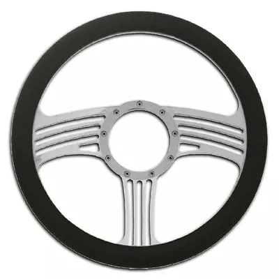 14  Billet Steering Wheel Black Leather Wrap 9 Hole S82023H • $130.99