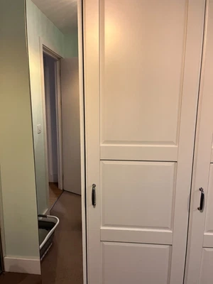 £70 • Buy White IKEA PAX Wardrobe, Two Doors With Mirror, Hanging Rail And Drawers