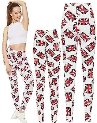 New Union Jack Uk Flag Leggings Ladies Pants Stretchable Trouser • £8.49