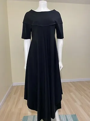 Elm Design Dress Sz 1 US 8/10 Black Icelandic Stretch Full Skirt Maxi Drape  • $149.97