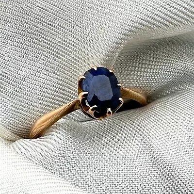 9ct Vintage Rose Gold Oval Sapphire Ring Size K1/2 Hallmarked • £119.99