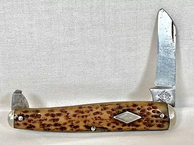 Vintage Shapleigh Hardware Co Diamond Edge Bone 2 Blade Pocket Knife Broken Read • $24.99