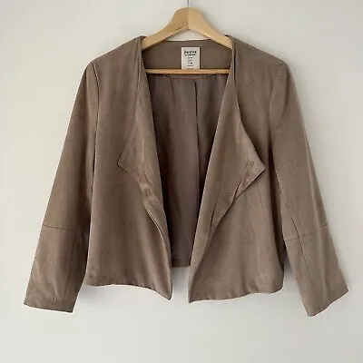 $28.45 • Buy Bershka Outerwear Jacket Womens Large Brown Open Front Suede Feel VGC