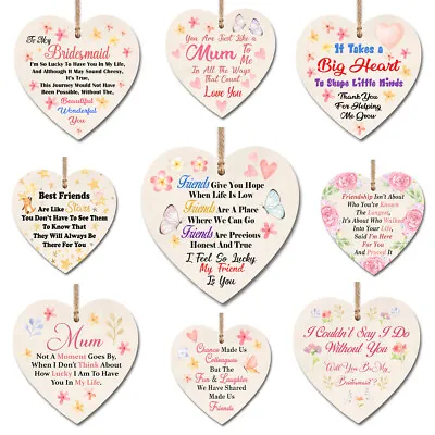 Wooden Heart Plaque Wall Signs Mum Sister Wedding Friend Sentimental Gift HM0011 • £3.99