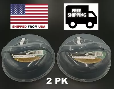 2PK Plastic Microwave Plate Cover Clear Steam Vent Splatter Lid 10.25  Food Dish • $12.75