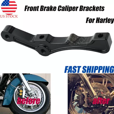 CNC Front Brake Caliper Mount Bracket Adapter For Harley Dyna Softail Touring  • $25.51