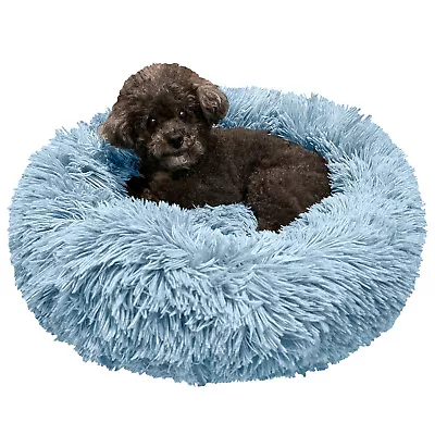 Warm Plush Round Donut Pet Dog Cat Bed Fur Cuddler Soft Puppy Calming Bed Kennel • $9.04