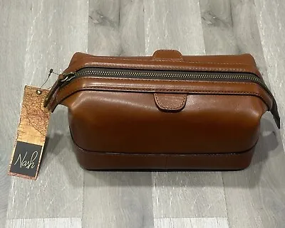 NWT Patricia Nash Men's Heritage Brown Leather Travel Case Toiletries Map Lining • $60