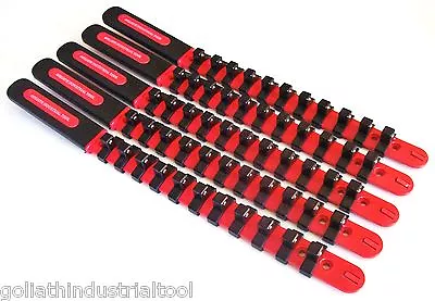 5 Goliath Industrial 3/8  Abs Plastic Socket Rail Holder Organizer Red Sr38br • $20.99