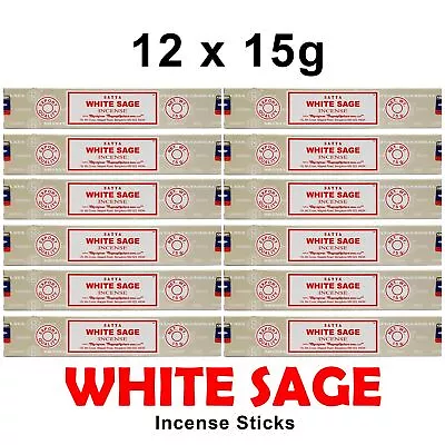 SATYA WHITE SAGE INCENSE Sticks NAG CHAMPA Sai Baba  Meditation Aroma Fragrance • $18.45