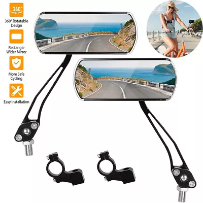 2Pcs 360°Rotate Bike Bicycle Cycling Rear View Mirror Handlebar Safety Rearview • $12.89