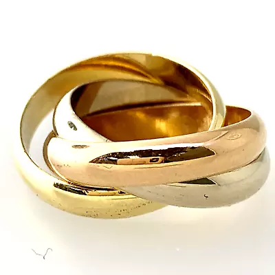 Cartier Triple Rolling Bands Ring Tri-Color Sz EU 51 US 5.50  18k Solid Gold • $2332.43