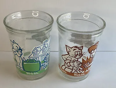 Pair Of 2 Vintage Welch's Jelly Jars Glass Tom And Jerry The Movie 1993 • $15.97