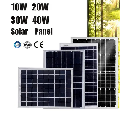 $85.99 • Buy 12V 5W 10W 20W 30W 40W 100W Solar Panel Kit Mono 30A Controller Battery Charger