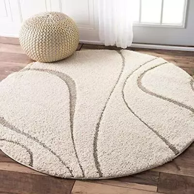 NuLOOM Carolyn Modern Shag Area Rug 4' Round Cream • $53.69