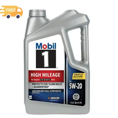 Mobil 1 High Mileage Full Synthetic Motor Oil 5W-20 5 Qt • $27.30