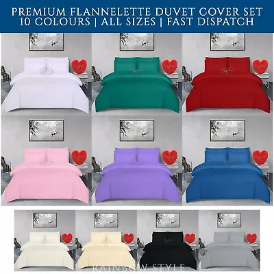 £16.49 • Buy 100% Brushed Cotton Flannelette Duvet Quilt Cover Bedding Set With Pillowcase