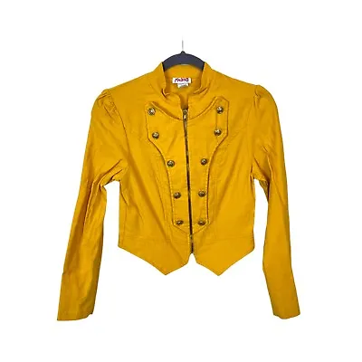$27.97 • Buy Military Jacket MADRAG Vintage Girl's Mustard Yellow Stretch Zip Front Size XL