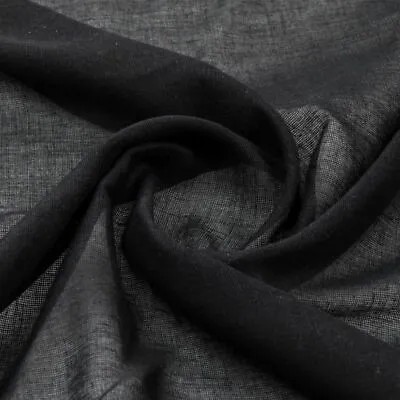 BLACK 100% COTTON MUSLIN FABRIC Mask Voile Curtains Gauze Cheesecloth 162cm Wide • £5.99