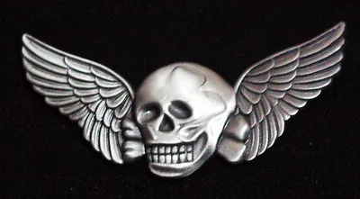 $7.99 • Buy Skull Bones Death Wings Dead Skull  3 Inch Nomad Biker Pin 