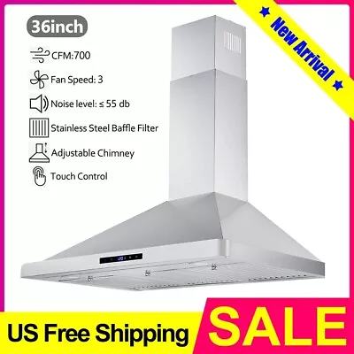 36 Inch Wall Mount Range Hood 700CFM Stainless Steel Vent Touch Control W/LEDs • $219.99
