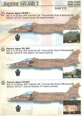 Print Scale Decals 1/72 SEPECAT JAGUAR GR.Mk.! British Jet Fighter • $10.99