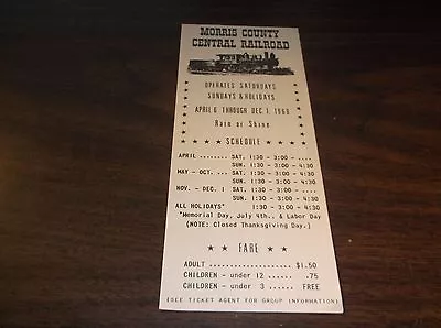 1968 Morris County Central Railroad Timetable And Brochure  • $20