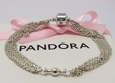 (58) Authentic Pandora Multi Strand One Station Clip Capture Bracelet 20cm • £20