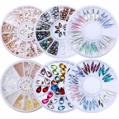 3D Nail Art Rhinestones Decoration Wheel Glitters Beads Studs Rivets Nail Tips • $1.61