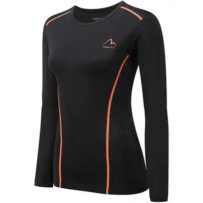More Mile Womens Long Sleeve Compression Top Black Sports Training Baselayer • £13.50