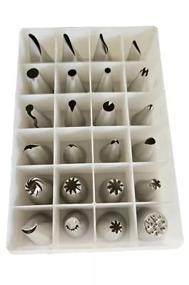 24 Pieces Icing Piping Nozzle Tool Set Box – Cake Cupcake Sugarcraft Decorating • £2.99
