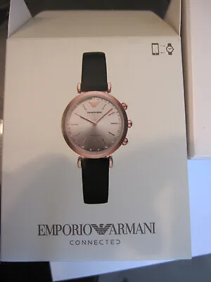 Emporio Armani Gianni T-Bar Hybrid Black Smart Watch ART3027 Authentic • $149.99