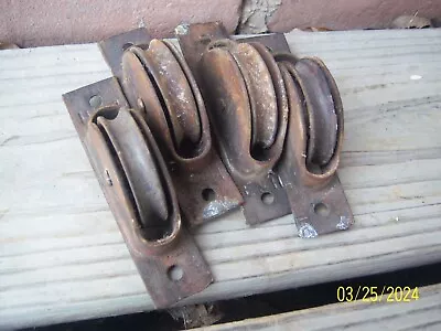 Lot Of 4 Window Sash Weight Pulley Roller Cast 1 1/8 X 5 1/4  Vtg. • $9.99